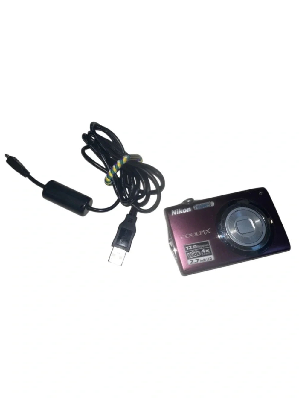 Nikon Coolpix S3000 12 MP Digital Camera Wide Zoom Plum w/ Battery Y2K Charger
